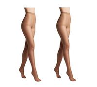 Conte elegant SOLO 20 DEN Set di 2 Collant da Donna Semiopachi, Resistenti - Collant da Donna Sottili con Slip Marcati - Calze Lisce - Taglia 3 - Marrone