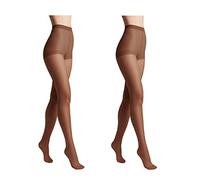 Conte elegant SOLO 20 DEN Set di 2 Collant da Donna Semiopachi, Resistenti - Collant da Donna Sottili con Slip Marcati - Calze Lisce - Taglia 4 - Mokka