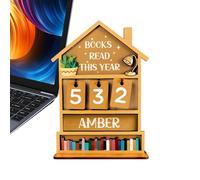 Conteggio libri, in legno rustico, decorativo, con visualizzazione manuale dei progressi della lettura, cartello per il conteggio dei libri, per scrivania, tavolo, ufficio, studio, soggiorno