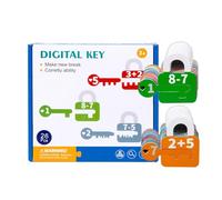 Conteggio Numeri per Bambini, Riconoscimento Lettere per Bambini in età prescolare, Set di Combinazione di Serrature e Chiavi 'Alfabeto in Legno per Bambini, Giocattoli educativi,