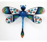 Contemporanea Metallo Muro Arte Decorazione Scultura Blu Libellula 27.9cm Long X