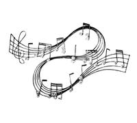 Contemporanea Metallo Muro Arte Scultura Musicale Nota Fiume 63 CM Long X 43 New