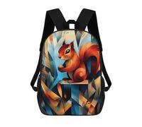 Contemporary Cubist Take on Dürers Squirrel Study - Modern Wildlife Wall Art Zaini Alla Moda Stampati in 3D 17inch Borsa Scolastica Casual Per Bambini Scuola Per Ragazzi Scuola Elementare E Media Stud
