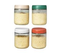 Contenants pour Flocons dAvoine - Barattoli en Verre Hermétiques 450ml avec Couvercles, Lot de 4 Bocaux à Large Ouverture pour Stockage Flocons dAvoine, Fruits, Légumes, Sauces, Snacks, Pudding Chia,