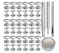Contencinty 72 bottoni a pressione in acciaio inox da 15 mm, per imbarcazioni marine, tela con set di punzonatura, colore argento