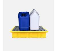 contenimento per uso industriale, Piattaforma modulare di contenimento sversamenti con griglia for fusti petrolio Gialla varie dimensioni(49 * 35.5 * 10cm)