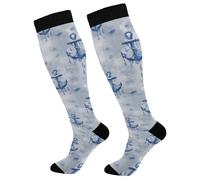 Contenitive Donne Calzini Anchors Grey Elastico Compressione Calze 50Cm | Traspirante Calze Contenitive Antiscivolo Sport Calzettoni Per Recupero Trekking Escursioni