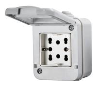 Contenitore 2 moduli 4BOX con 1 presa tedesca e 2 bipasso IP55