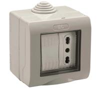 Contenitore 2 moduli con presa bivalente 10-16A Grigio - bianco