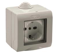 Contenitore 2 moduli con presa trivalente Grigio - bianco