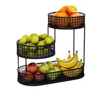 Contenitore a 3 ripiani in metallo antiruggine a 3 ripiani per frutta e verdura, per pane, cipolle, patate, snack, verdure, noci e cioccolato
