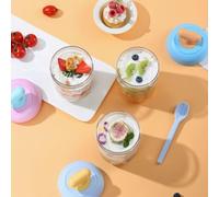 Contenitore a prova di perdite per l'avena per la colazione con coperchio a vite e cucchiaio attaccato, barattolo di vetro per latte, cereali, farina d'avena e preparazione dei pasti (arancione)