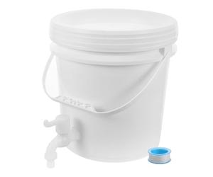 Contenitore Acqua 10l in Plastica Bianca con Rubinetto per Campeggio | Spessore Rinforzato, Sigillo con Nastro, Trasporto Pratico, per Acqua Potabile o Saponata, Uso Esterno Stile Casuale