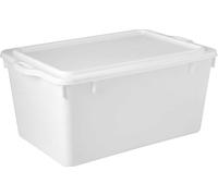 Contenitore Alimentare Professionale 100 Litri con Maniglie Bacinella cassa Grande Sovrapponibile Colore Bianco Semitrasparente 80x52x40 cm per Settore HoReCa e Catering per Alimenti Uso trasporto