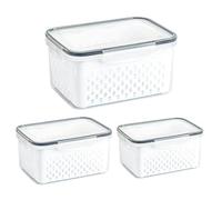 Contenitore Alimentare - Scatola Di Stoccaggio Ermetico Con Coperchio | Organizzatore Da Cucina Da 3 Pezzi Set Con Scolapasta Rimovibile | Memoria Di Prodotti Freschi Per Bacche Di Verdure Insalata