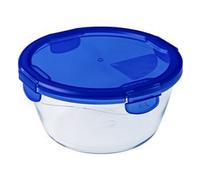 Pyrex Cook&Go Teglia Multiuso Tonda con Coperchio ermetico, TrasparenteYBlu, 2.41 cm