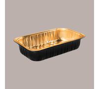 Contenitore Alluminio Oro Nero 2 Porzioni Eclipse per Microonde Smoth Wall 220x150H45mm AS221000