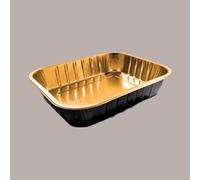 Contenitore Alluminio Oro Nero 4 Porzioni Eclipse per Microonde 236x185H49mm AS221530 50 pezzi