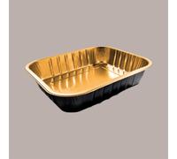 Contenitore Alluminio Oro Nero 4 Porzioni Eclipse per Microonde Smoth Wall 236x185H49mm AS221530 50 pezzi