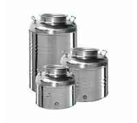 Contenitore Bidone Fusto per Olio In Acciaio Inox 15 30 50 Litri Made In Italy