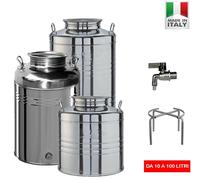 CONTENITORE BIDONE FUSTO X OLIO IN ACCIAIO INOX 10 20 30 50 100 LT BELVIVERE
