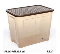 CONTENITORE BOX STORAGE BAULE COMBI BOX CON RUOTE E COPERCHIO LT. 67 WENGE'