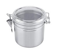 Contenitore Caffè Acciaio Inox, Barattolo Alimenti con Coperchio Trasparente e Bloccaggio per Conservare Cibi 1100ml