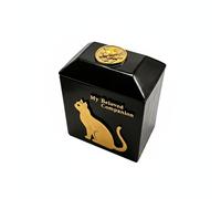 Contenitore Ceneri Gatto Nero-Oro Cassetta Memoriale Gatto Stile Neocinese
