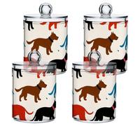 Contenitore colorato in plastica trasparente con coperchio per riporre il filo interdentale con motivo a cartoni animati, per cotton fioc, cotton fioc, graffette, fermagli per capelli, confezione da 4