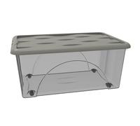 Contenitore con Coperchio e 4 Ruote Box Portaoggetti 45 LT STORAGE Salvaspazio Sovrapponibile scatola 60x40x25 Organizer Multiuso organizzazione Casa Bagno Ufficio (GRIGIO TALPA)