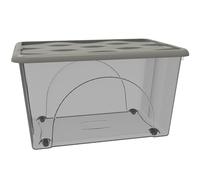 Contenitore con Coperchio e 4 Ruote Box Portaoggetti 60 LT STORAGE Salvaspazio Sovrapponibile scatola 60x40x33 Organizer Multiuso organizzazione Casa Bagno Ufficio (GRIGIO TALPA)
