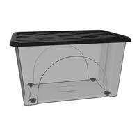 Contenitore con Coperchio e 4 Ruote Box Portaoggetti 60 LT STORAGE Salvaspazio Sovrapponibile scatola 60x40x33 Organizer Multiuso organizzazione Casa Bagno Ufficio (NERO)