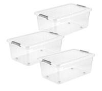 Keeeper Contenitori con coperchio 37 L Set 3 trasparente con rotelle