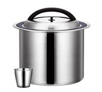 Contenitore conservazione riso, secchio in acciaio inox con coperchio, barile distributore di cereali sigillato, con maniglie for il trasporto, conservare mais, fagioli, farina e cereali(30x27.8cm)