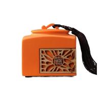 Contenitore Contenitore for il tè in ceramica di grandi dimensioni con nappa, cinese, scavato, sigillato per la conservazione degli alimenti(Orange)