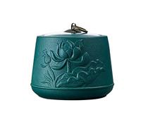 Contenitore Contenitore for il tè in porcellana for tè sfuso, contenitore for il tè in ceramica opaca con coperchio sigillato, foglie di loto e fiori in rilievo, 830 ml per la conservazione degli alim