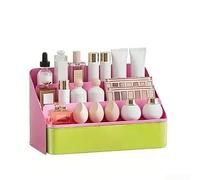 Contenitore Cosmetici per antipolvere in Plastica PET Contenitore(pink) | spazio interno, cassetti scorrevoli lisci, per ideale per rossetti e pennelli, mantiene il desktop ordinato