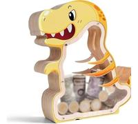 Contenitore creativo per risparmiare sui dinosauri in legno per bambini Regalo perfetto per le monete per le riserve compleanno ragazzi e ragazze