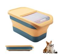 Contenitore Crocchette Cane 12-15 Kg, Con Coperchio Pieghevole Ruote, Stoccaggio Cibo Per Animali, Resistente A Muffa E Umidità, Grande Scatola Pieghevole Per Cane E Gatto (Giallo)
