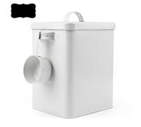 Contenitore Crocchette Cane 6L, Scatola per La Polvere da Lavaggio con Coperchio e Cucchiaio Incluso, Contenitore Ermetico Crocchette Cane, Cibo per Gatti, Chicchi di Caffè (Bianco)