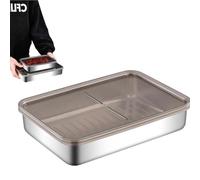 Contenitore Custode Di Pancetta - Vassoio Per In Acciaio Inossidabile, Coperchio Ermetico, Fondo A Strisce Rialzate Per Drenaggio Del Grasso, Lavabo Più Della Lavastoviglie, Ideale Per Pance