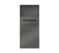 Contenitore da bagno a parete in acciaio inox con bidone della spazzatura da incasso e doppi ripiani, soluzione salvaspazio per casa e hotel, bianco e grigio, 67 x 30 x 14 cm