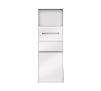 Contenitore da bagno a parete in acciaio inox con bidone della spazzatura integrato, design a doppio ripiano per casa e hotel, disponibile in bianco, 67 x 30 x 14 cm e 86 x 30 x 14 cm
