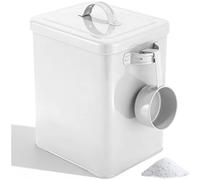 Contenitore Detersivo Polvere con Coperchio e Cucchiaio, Porta Crocchette Metallo Bianco per Cani, Scatola Portadetersivo Lavatrice Ermetico, Secchio Portaoggetti Alimenti per Farina, Riso, Cibo Gatti