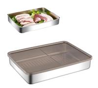 Contenitore di formaggio per frigorifero | Saver Tablet in acciaio inossidabile per la conservazione della carne di mezzogiorno | Serbatoio da salto per con pavimento a strisce elevate