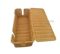Contenitore di gestione del cavo traspirante - Organizzatore della scatola del cavo | Custodia a filo del caricatore in tessuto a mano | 4 slot aperti imitazione rattan scatola per cavi elet