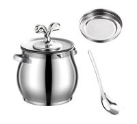 Contenitore di grasso - Flacone raccoglitore di grasso in acciaio, conservazione resistente alle alte temperature, separatore Đe D´e bacon con colino e spatola, supporto per ftwrasa, per in