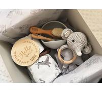 Contenitore di regalo personalizzato della ragazza della spazzola dei capelli di legno, set di Rattele del massaggiagengive di legno, annuncio di gravidanza della scatola dei ricordi