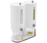 Contenitore Dispenser Per Riso - Contenitore Ermetico Da 5 Kg Con Dispensatore A Pressione,Erogatore Per Riso A Doppio Secchio Da Banco - Per Cereali Soia Fagioli Verdi Farina Avena Dispensa Soggiorno