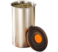 Contenitore ermetico in acciaio inossidabile 316L con coperchio in silicone per caffè, tè, spezie, cereali, noci, organizer per alimenti secchi, arancione e argento, 11 x 9,8 x 7 cm (500 ml)